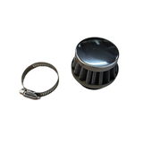 35mm air filter silver - small model. Includes mounting clamp