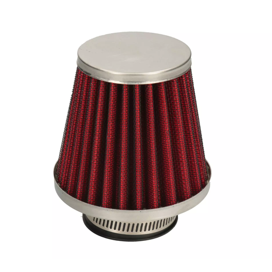 Konischer Luftfilter, rot mit Chrom, wahlweise 35 mm oder 42 mm
