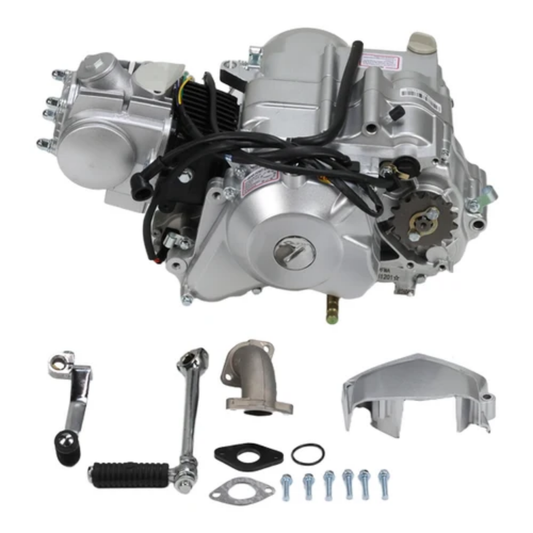 Motorblok 50cc 4-takt – 4 versnellingen – Elektrische start – Handkoppeling + kickstart – 12V