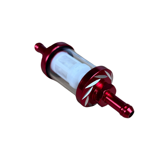 Benzinefilter rood en doorzichtig CNC voor 6mm benzinedarm