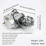 125cc engine block silver - Manual - 4 Gears kickstart. Dax, monkey, Pitbike,..