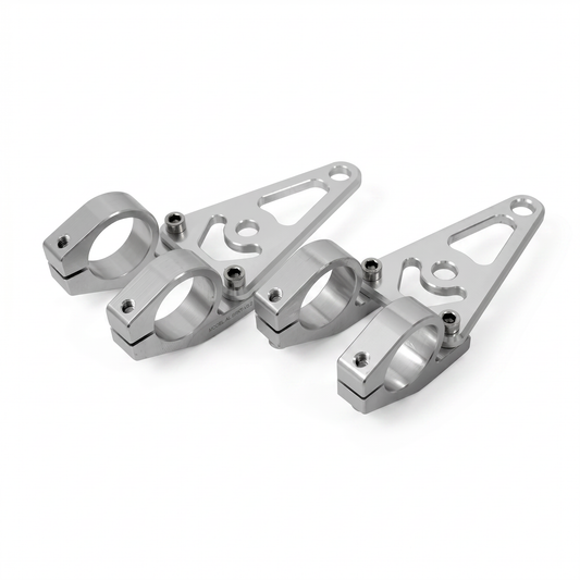 Lichtbeugels 45mm CNC zilver voor montage op USD voorvorken (45mm)