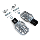 CNC footrests in silver and black, suitable for Dax and Monkey