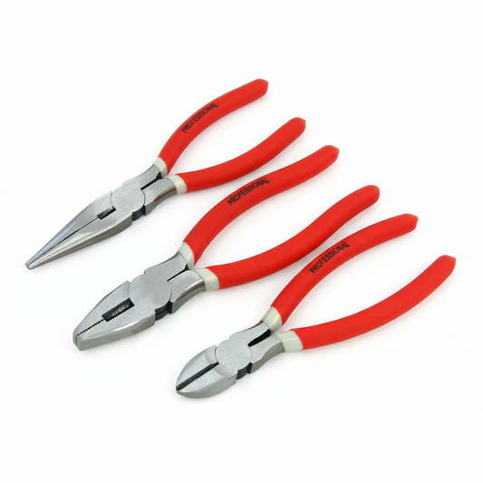 3-piece pliers set 200 mm – combination, needle-nose pliers and side cutters