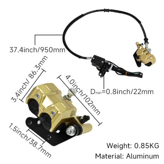 Standard 2-Kolben-Bremssattelset mit Bremsleitung und Bremspumpe 