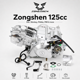 Zongshen 125-ccm-Komplettmotor – Elektrostart + Kickstarter (silber)