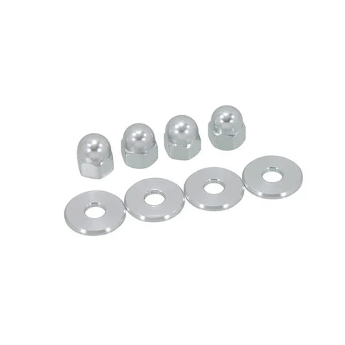 set van 4 moeren met rondellen voor achtervering Dax / Monkey M10 x 1,25 en 4 ringen