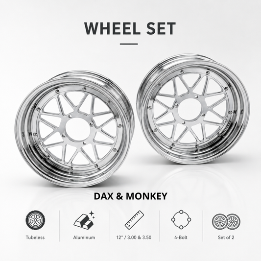 Tubeless-Felgensatz 12 Zoll – 3,50 x 3,00 – Für Dax und Monkey