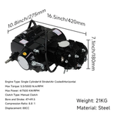 90-ccm-Komplettmotor, schwarz – Schaltgetriebe – 4 Gänge, Kickstart. Dax, (88 ccm)