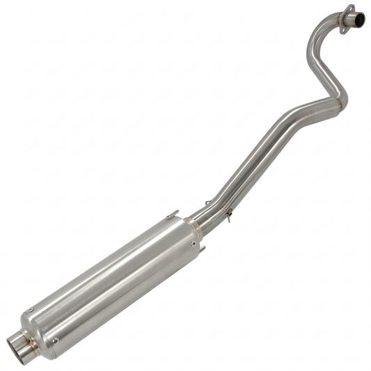 Bovenliggende inox uitlaat voor RVS Dax en andere.