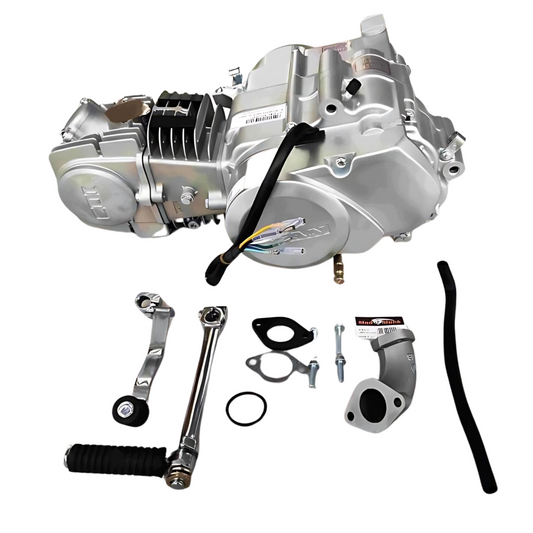 Lifan 125cc engine block silver - Manual - 4-speed kickstart. Dax, monkey, pbr,..