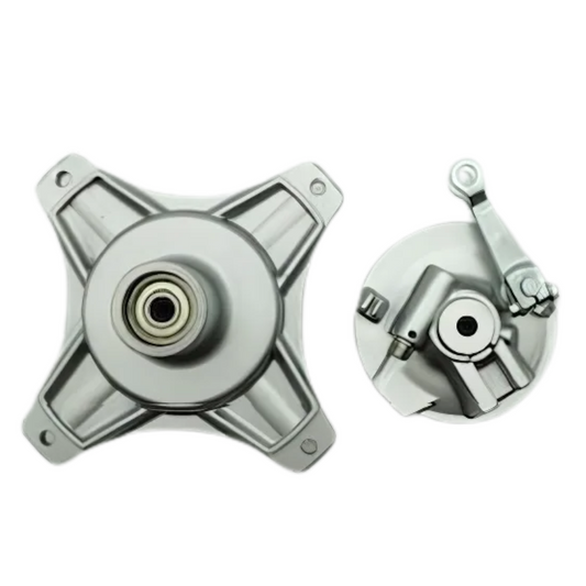 Complete front hub for Dax silver - drum brake 12mm