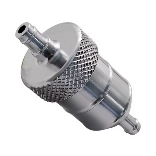 Gasoline filter silver-colored aluminum for 6mm cables 