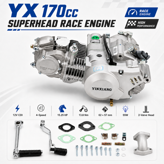 Complete YX 170cc superhead Engine Block 12V CDI – including accessories 