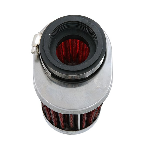 Air filter red and chrome oval-shaped 38mm, 42mm and 45mm