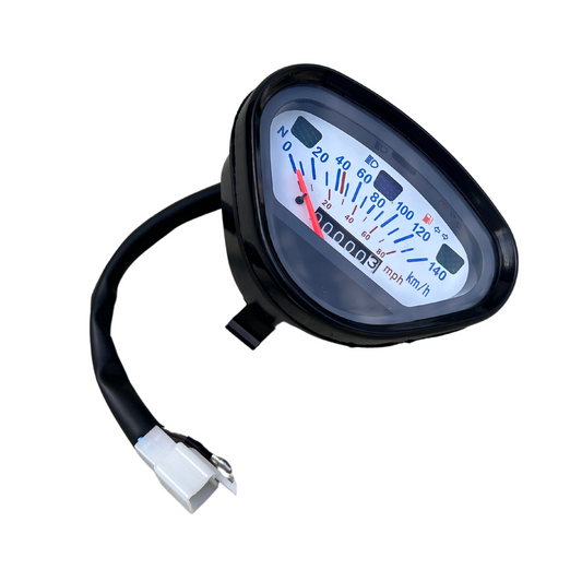 Odometer up to 140km/h suitable for Dax white with black edge