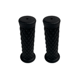 Rubber handle grips black for 22mm diameter handlebars - retro look 