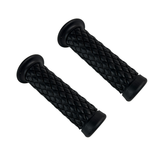Rubber handle grips black for 22mm diameter handlebars - retro look 