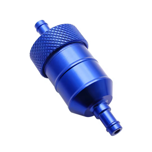 Gasoline filter blue-colored aluminum for 6mm cables 