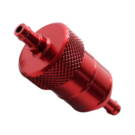 Red colored aluminum fuel filter for 6mm cables 