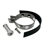 Mounting clamp for overhead exhausts.