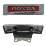 Honda fork emblem chrome and red with mounting bracket