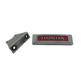 Honda fork emblem chrome and red with mounting bracket