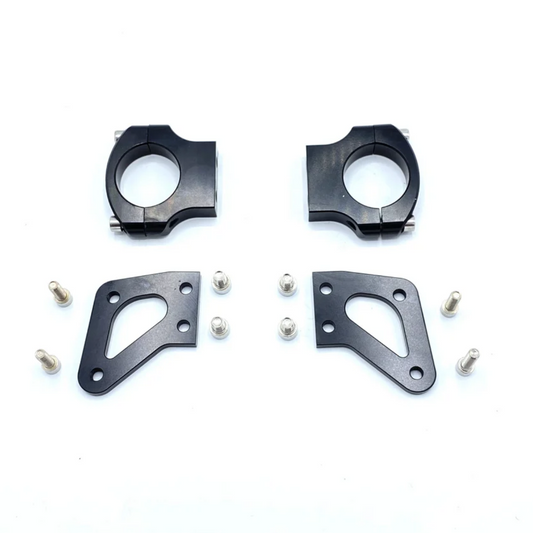 Black CNC fender brackets suitable for a 45mm USD fork