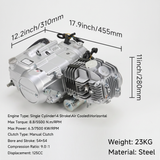 Zongshen 125cc motorblok – elektrisch + kickstart (zilver)