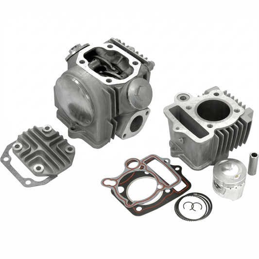 Complete 49cc cilinderkit + cilinderkop voor horizontale 4-takt motorblokken 12 volt