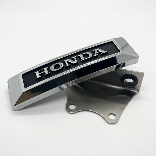 Honda vork embleem chroom en zwart met montagebeugel Dax