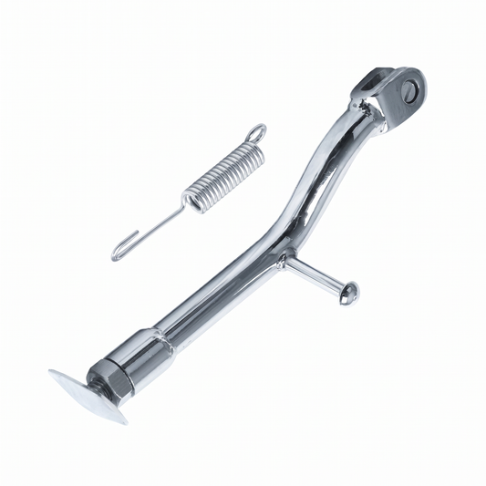 Chromed and adjustable side stand suitable for 8", 10", and 12" wheels. 