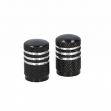 Lot de deux bouchons de valve noir et argent - universel