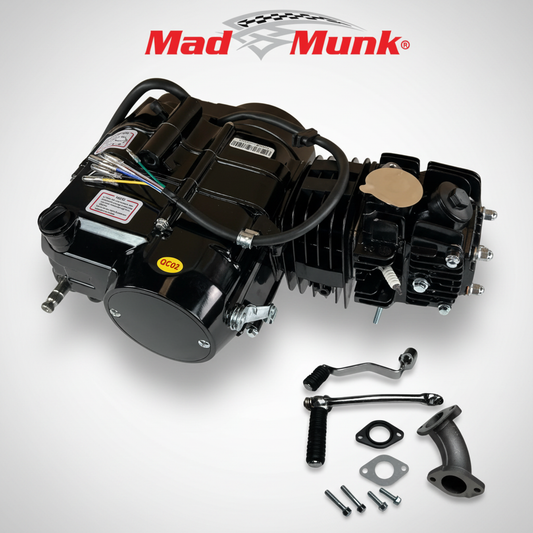 Madmunk 125cc engine block black - Manual - 4 Gears kickstart. 